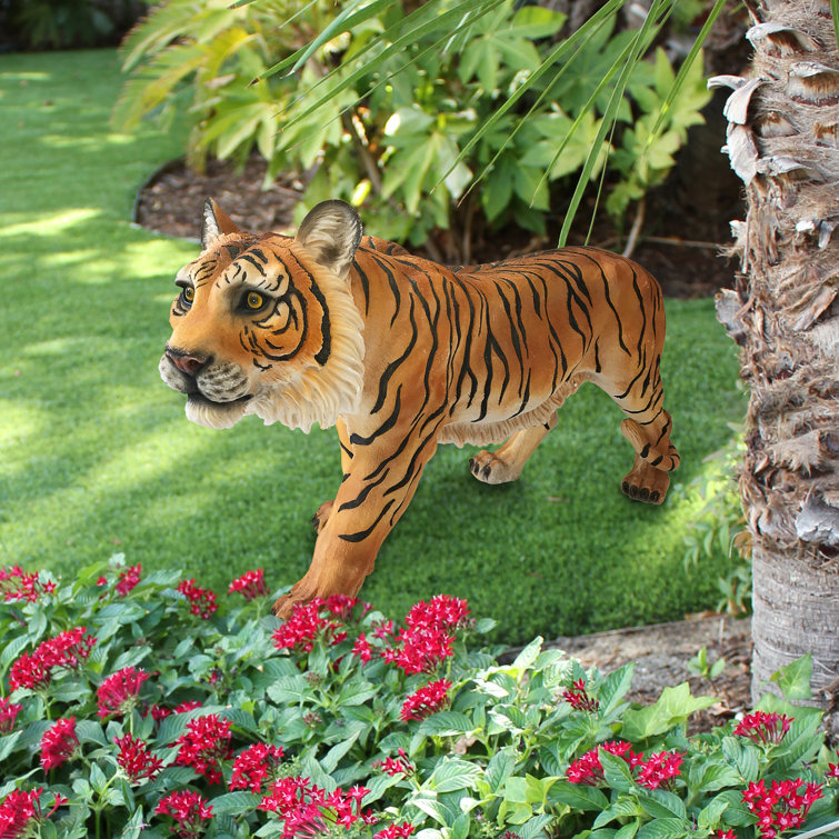 Design Toscano Skulptur Sumatra-Tiger – Handbemalt, Aus Steinsplitt & Harz, Ca. 60x18x33 Cm